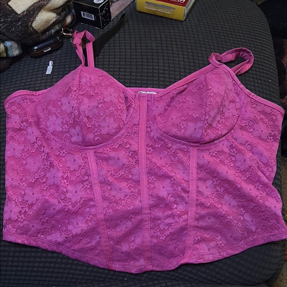 No Boundaries Other - Pink Lace Bustier Top